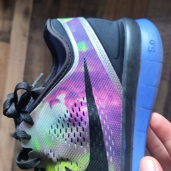 Nike Free 5.0 TR Tie Dye Purple Neon Yellow Sz 9 Women - Picture 14 of 17